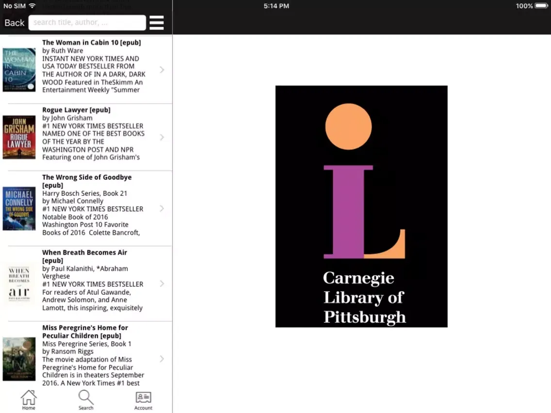 Carnegie Library of Pittsburgh iPad  Screenshots