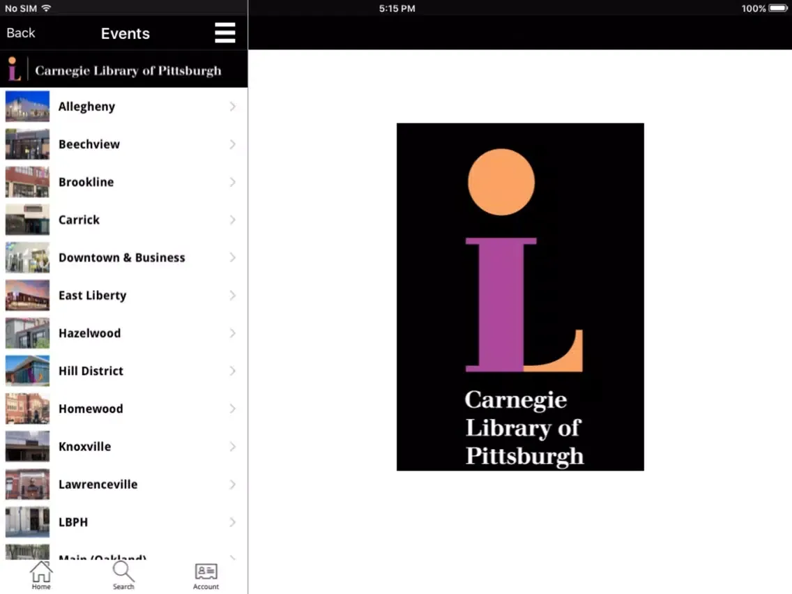 Carnegie Library of Pittsburgh iPad  Screenshots