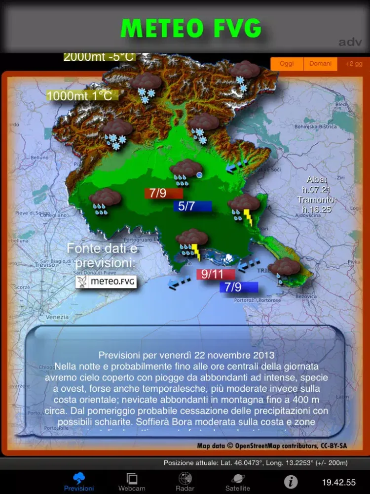 Tangkapan layar METEO FVG Light iPad 