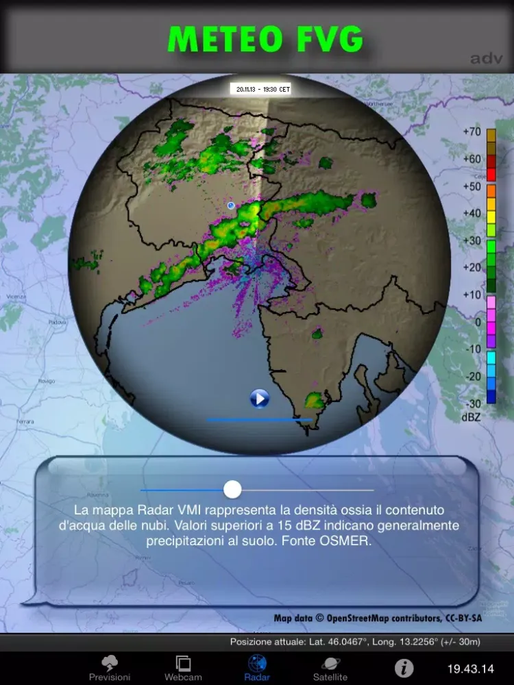 Tangkapan layar METEO FVG Light iPad 