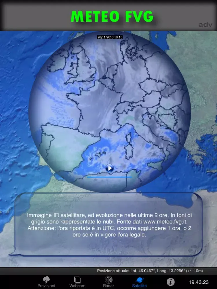 Tangkapan layar METEO FVG Light iPad 