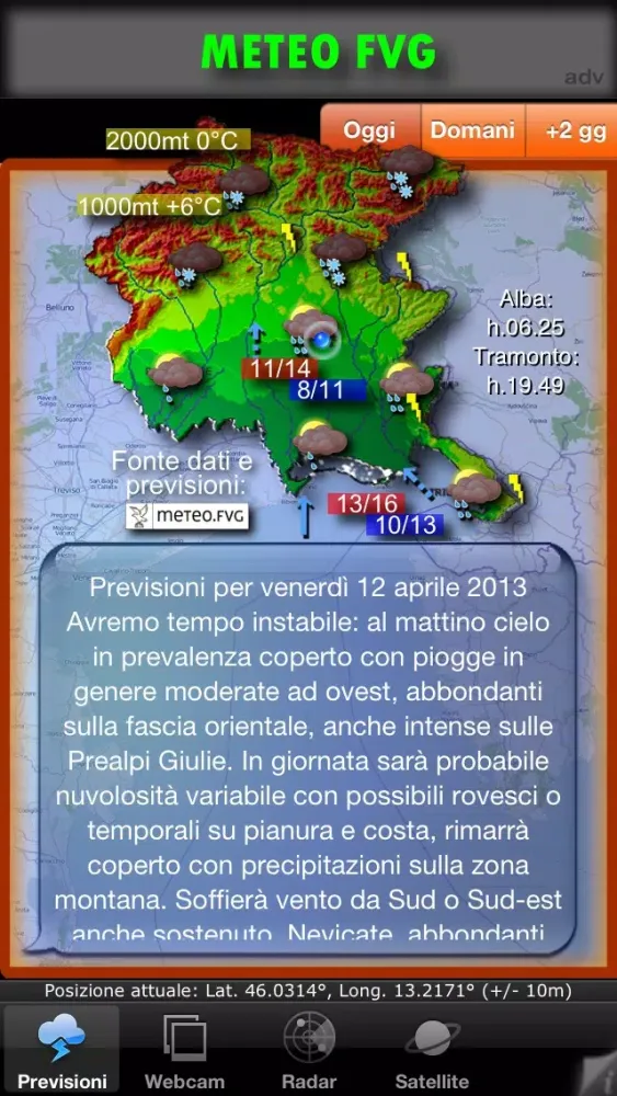 Tangkapan layar METEO FVG Light