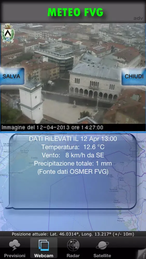 Tangkapan layar METEO FVG Light