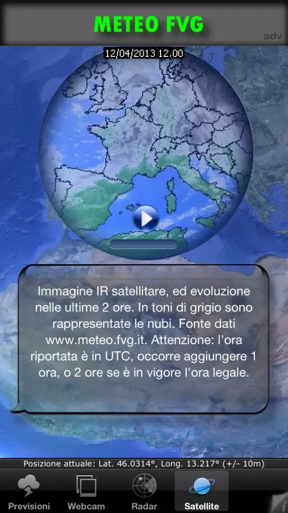 Tangkapan layar METEO FVG Light