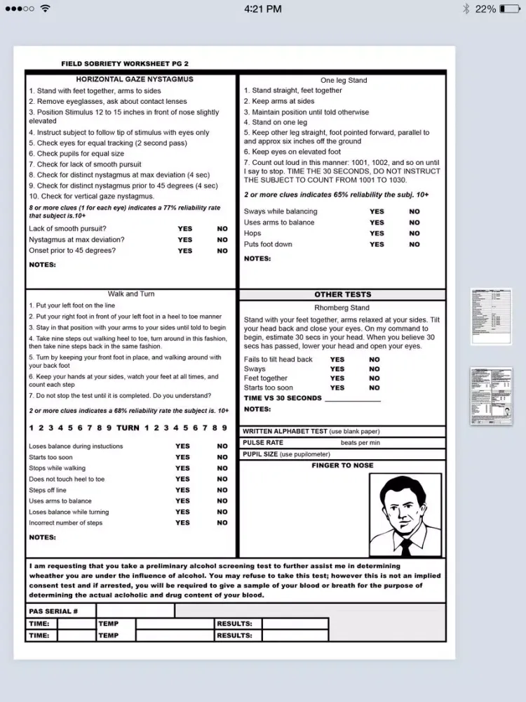 FIELD SOBRIETY TEST (FST) iPad  Screenshots