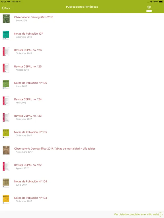 Скриншоты Publicaciones CEPAL iPad 