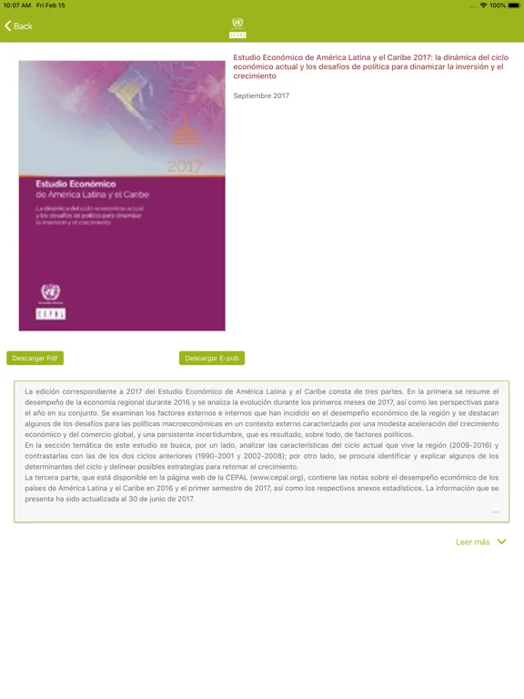 Скриншоты Publicaciones CEPAL iPad 