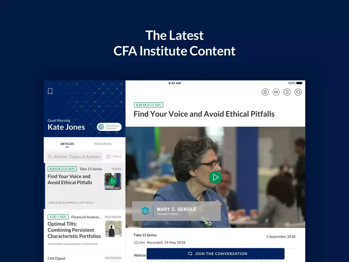 Screenshot di CFA Institute Members iPad 