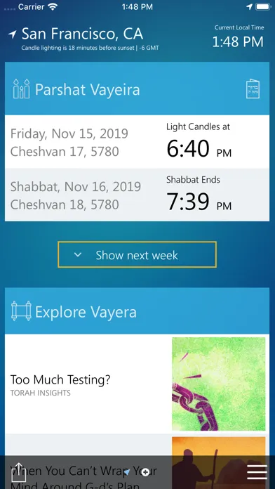 Captures d'écran de Shabbat & Holiday Times