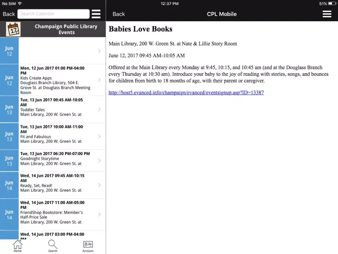 Capturas de pantalla de Champaign Public Library iPad 