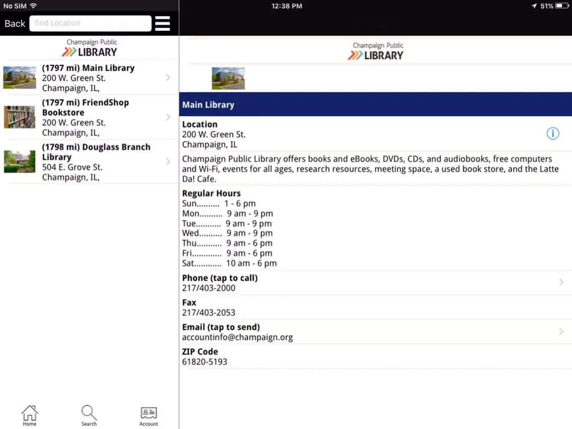 Capturas de pantalla de Champaign Public Library iPad 