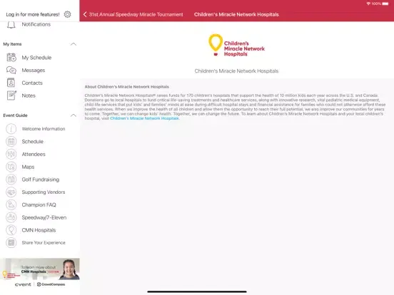 CMN Hospitals Events iPad  Screenshots