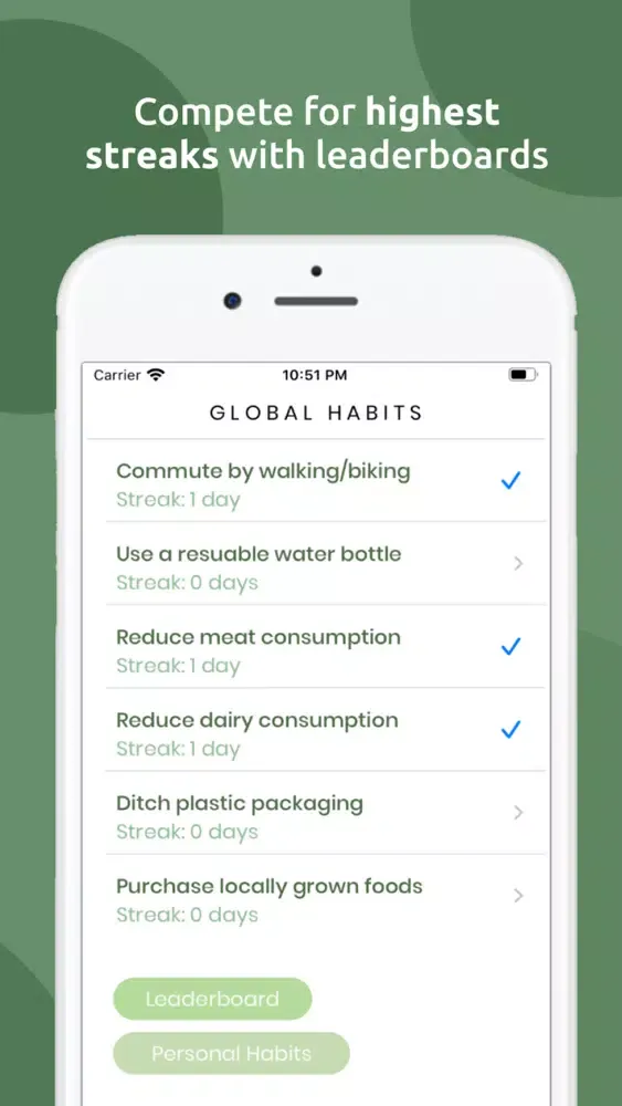 Tangkapan layar Greenr - Environmental Habits