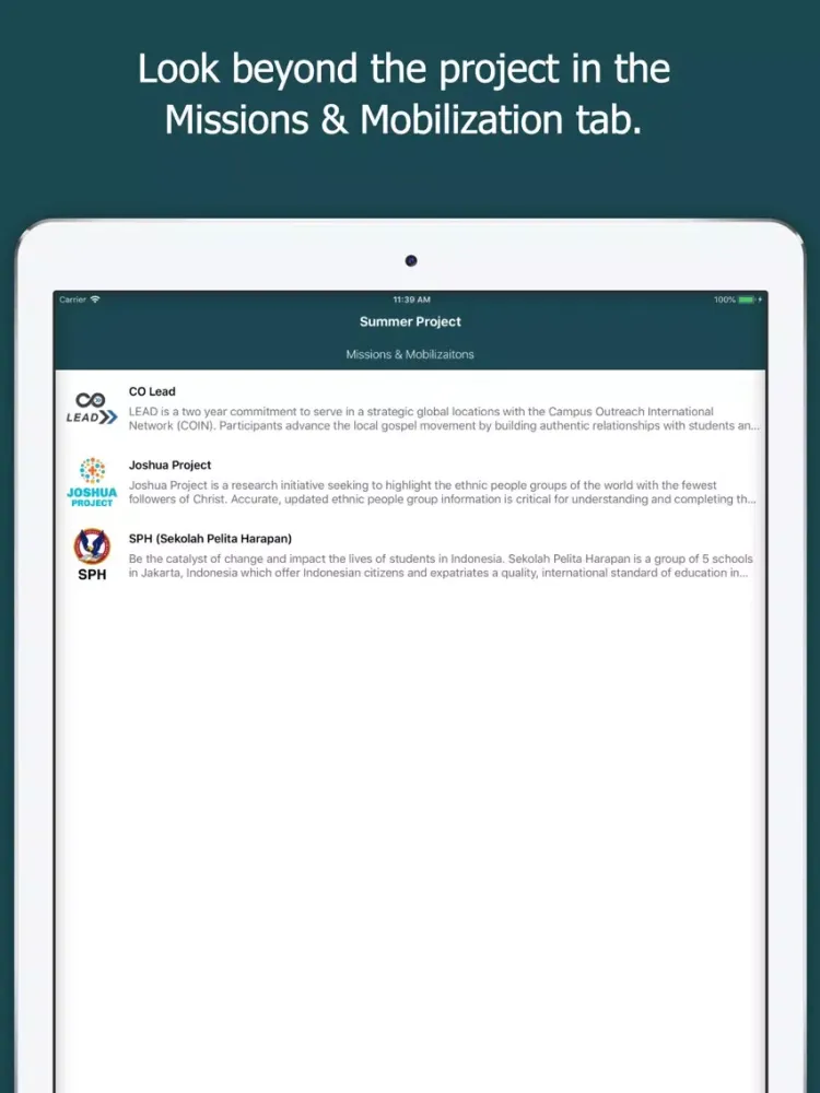 Tangkapan skrin CO Atlanta SLP App iPad 
