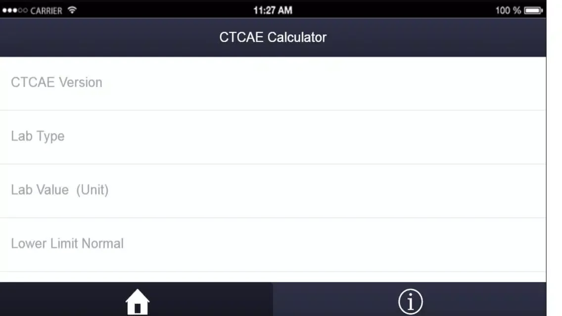 Capturas de tela do CTCAE Calculator