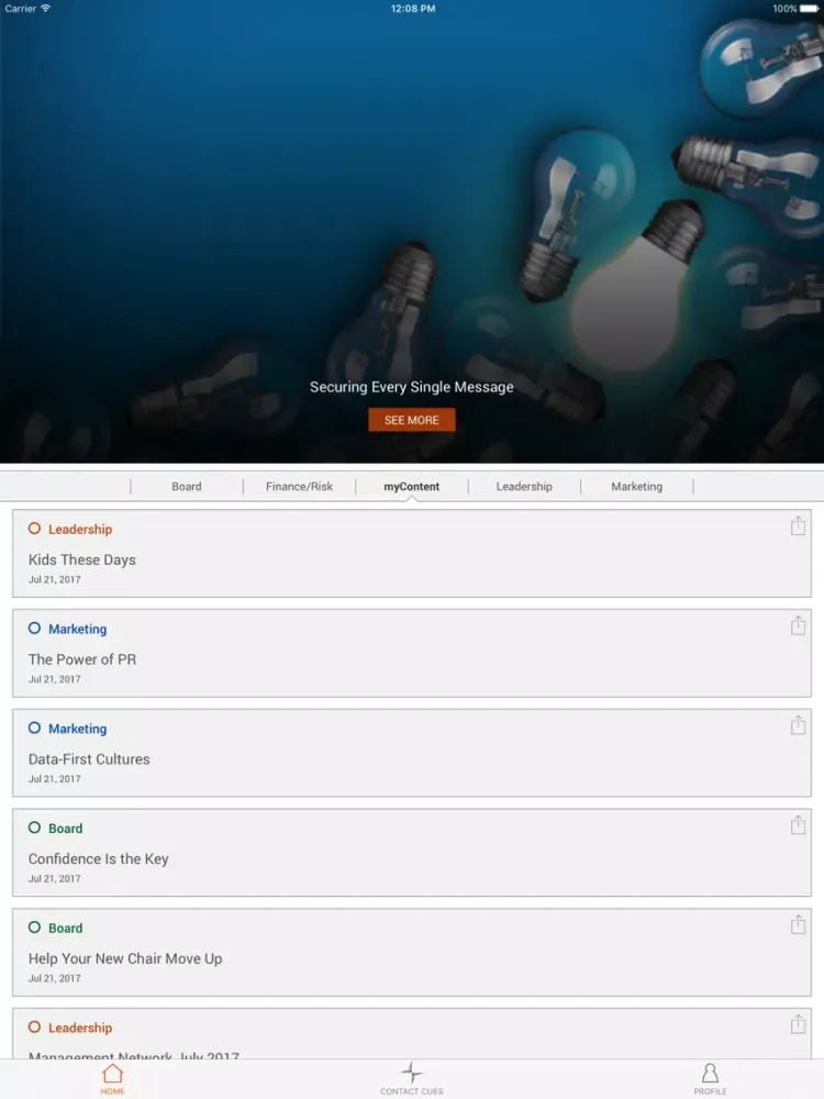 ภาพหน้าจอของ myCUES iPad 