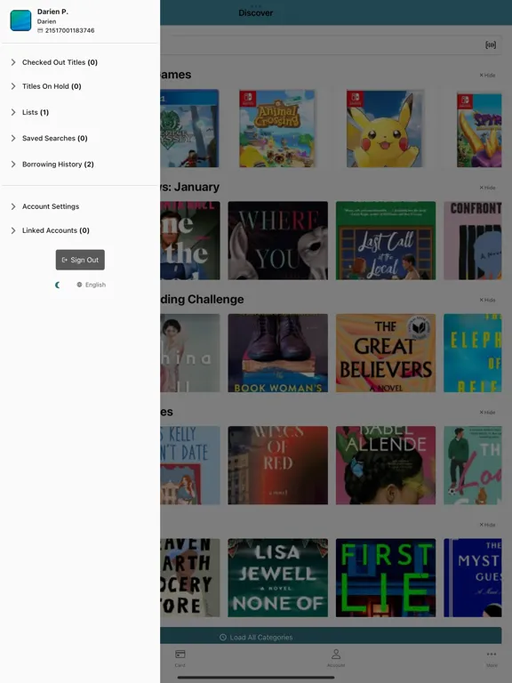 Ảnh chụp màn hình của Darien Library iPad 