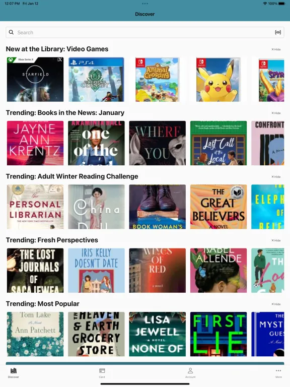 Ảnh chụp màn hình của Darien Library iPad 