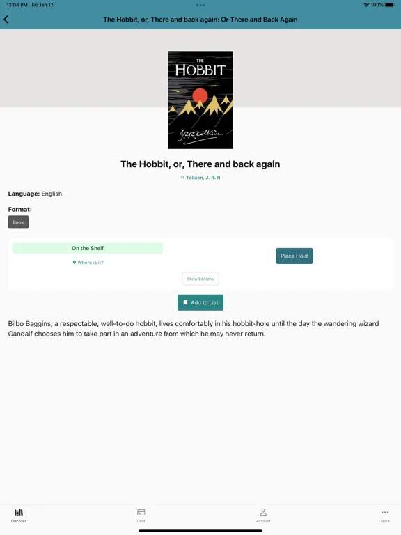 Ảnh chụp màn hình của Darien Library iPad 