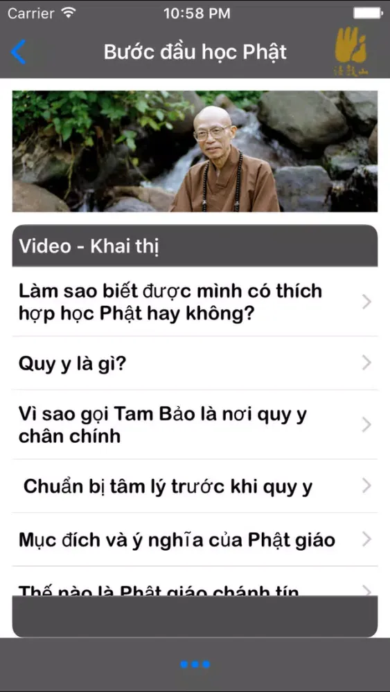 Ảnh chụp màn hình của Bước đầu học Phật