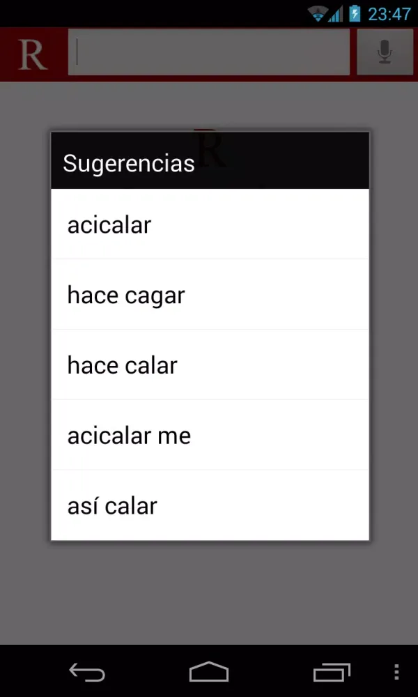 Diccionario de la RAE سکرین شاٹس