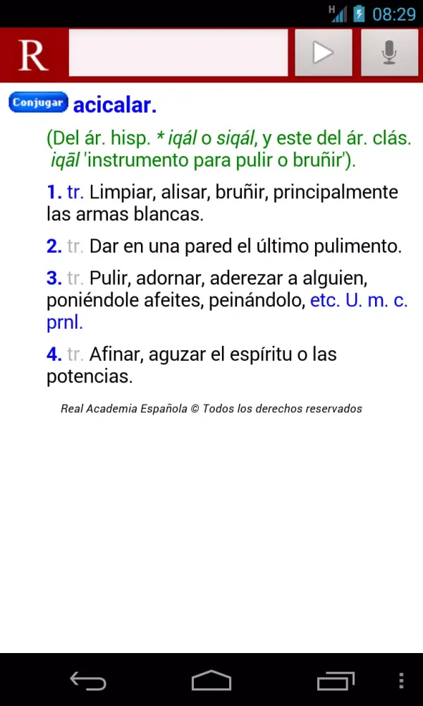 Diccionario de la RAE سکرین شاٹس