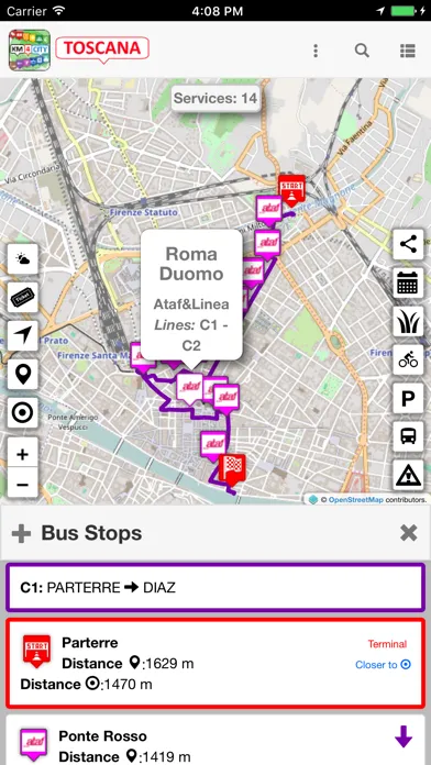 Capturas de pantalla de Toscana where,what. Km4City