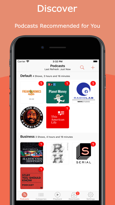 Ảnh chụp màn hình của Podcast Player RSSRadio