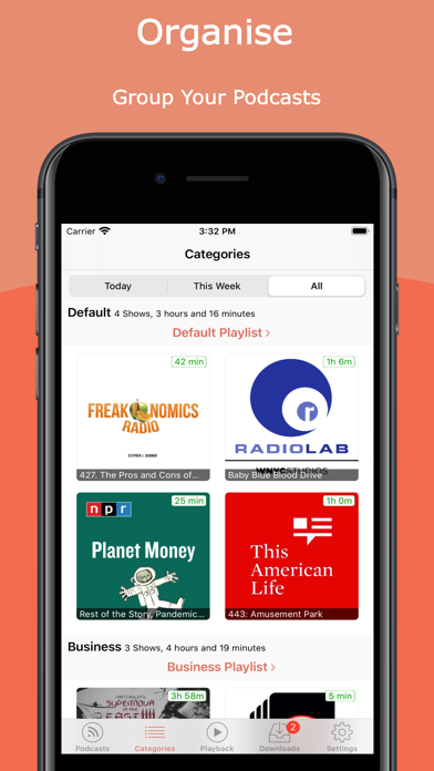 Ảnh chụp màn hình của Podcast Player RSSRadio