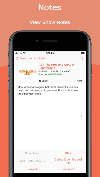 Ảnh chụp màn hình của Podcast Player RSSRadio