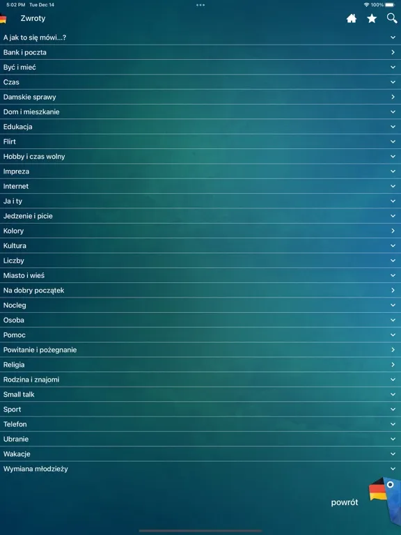 Tangkapan skrin Rozmówki Spróbuj po niemiecku iPad 