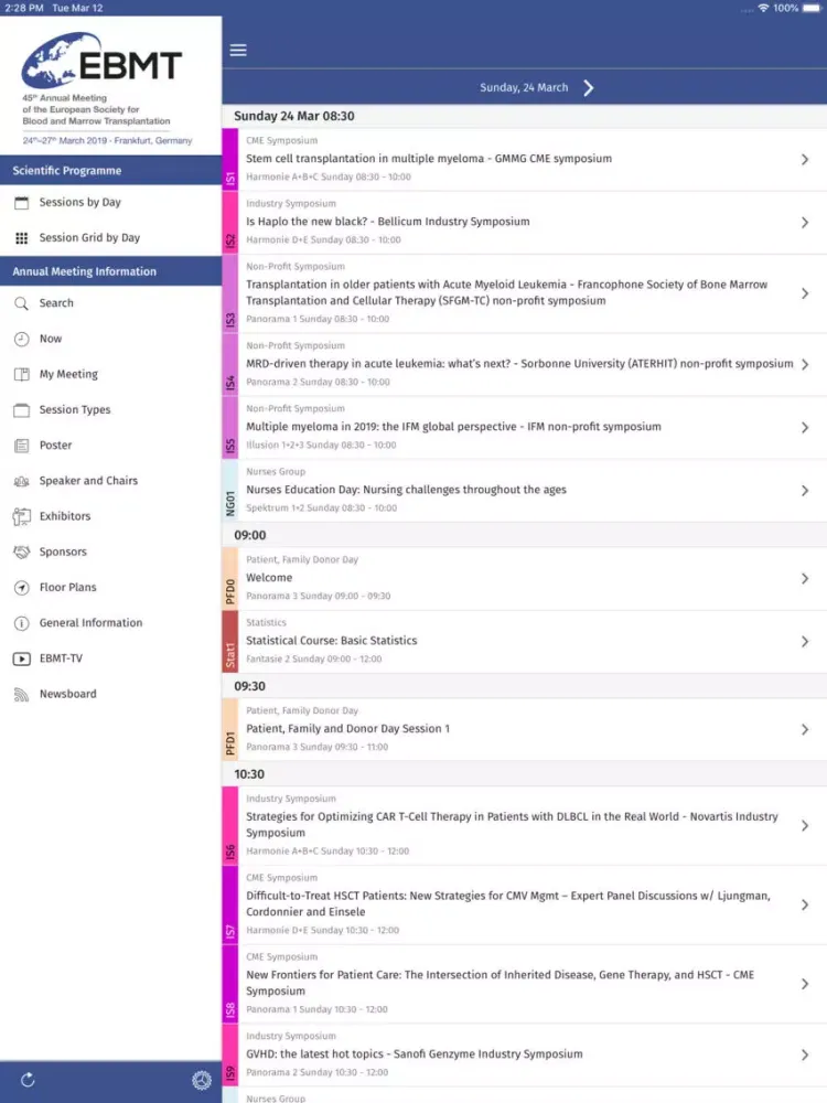 Zrzuty ekranu EBMT 2019 iPad 