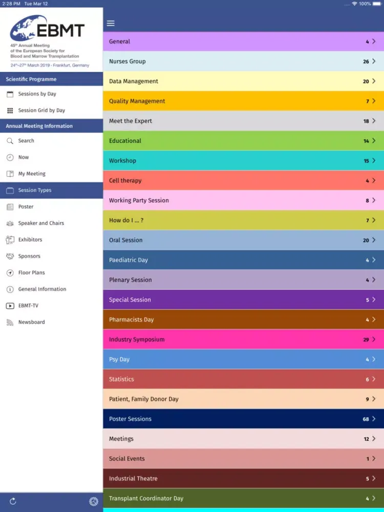 Zrzuty ekranu EBMT 2019 iPad 