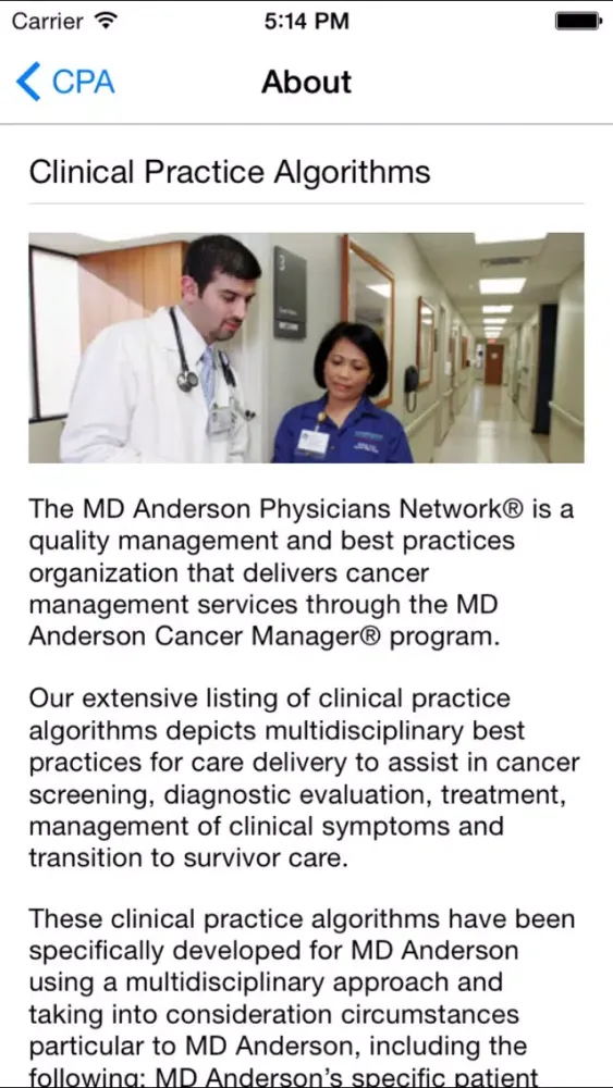 Zrzuty ekranu Clinical Practice Algorithms