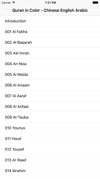 Ảnh chụp màn hình của Quran in Colors Chinese English Arabic