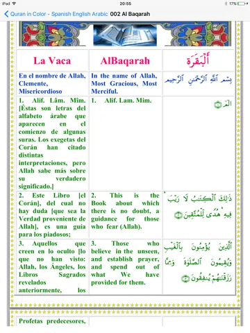 Quran in Color Spanish English Arabic iPad 應用截圖