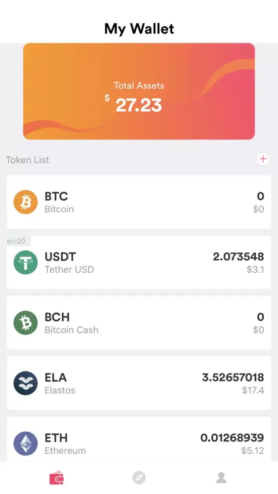 Tangkapan skrin Elastos Elephant Wallet