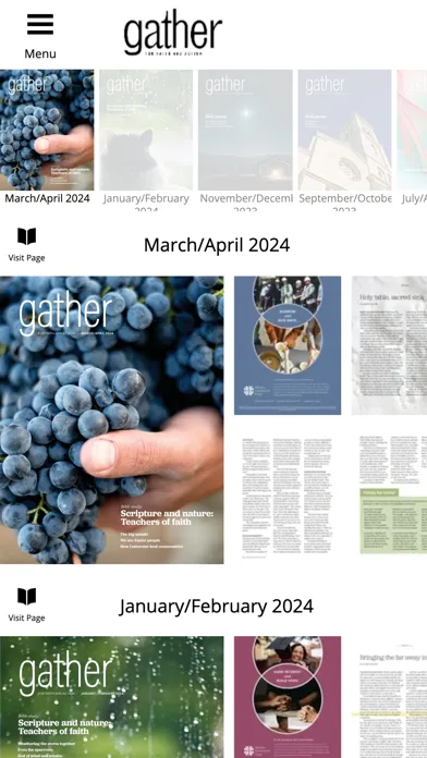 Capturas de tela do Gather Magazine