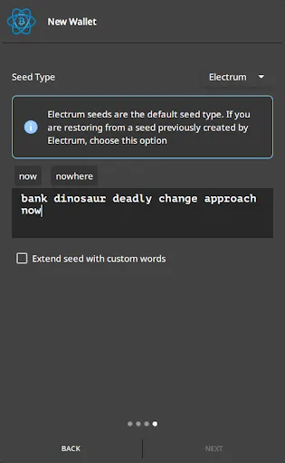 Capturas de tela do Electrum Bitcoin Wallet