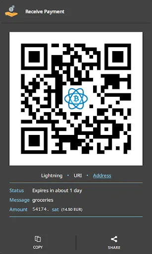 Capturas de tela do Electrum Bitcoin Wallet
