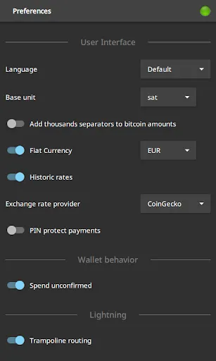 Capturas de tela do Electrum Bitcoin Wallet