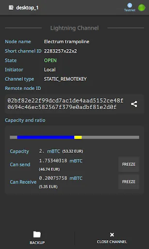 Capturas de tela do Electrum Bitcoin Wallet