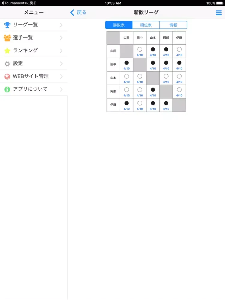 囲碁リーグ作成 クラウド iPad  স্ক্রিনশট