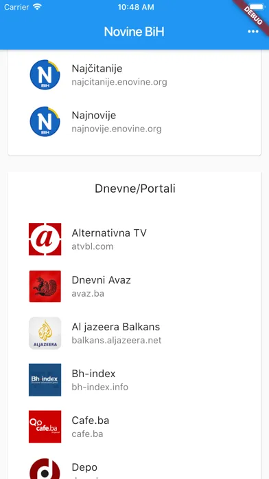 Captures d'écran de Novine BiH