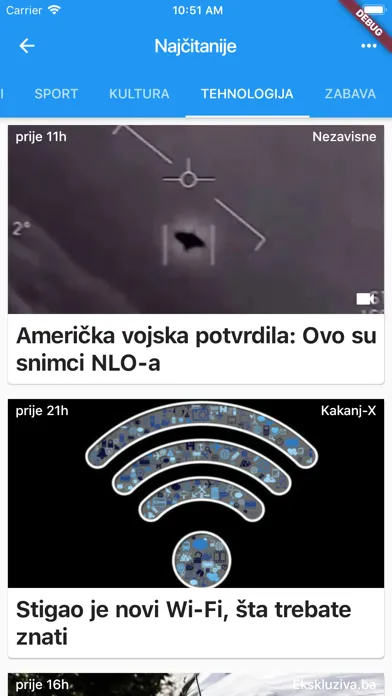 Captures d'écran de Novine BiH