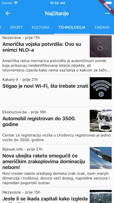 Captures d'écran de Novine BiH