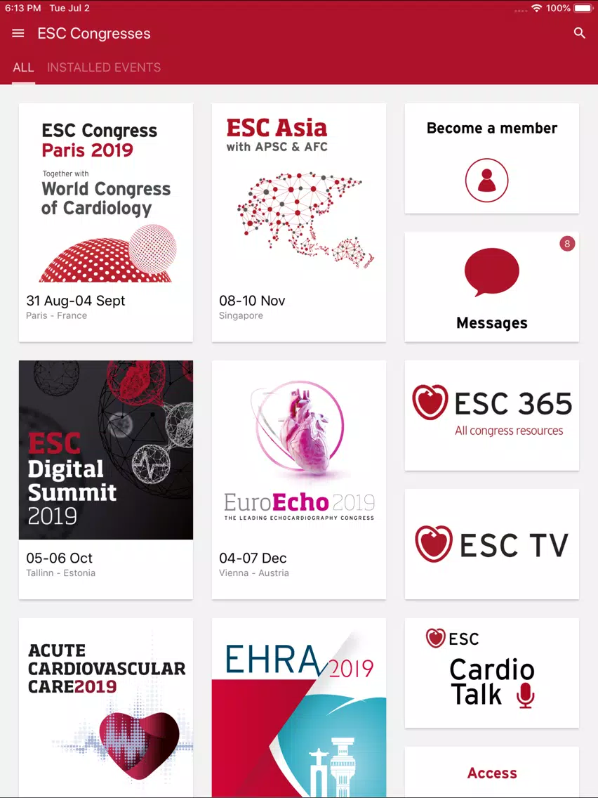 ESC Congresses iPad  Screenshots