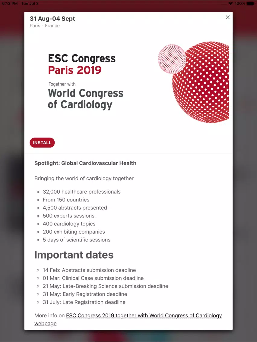ESC Congresses iPad  Screenshots
