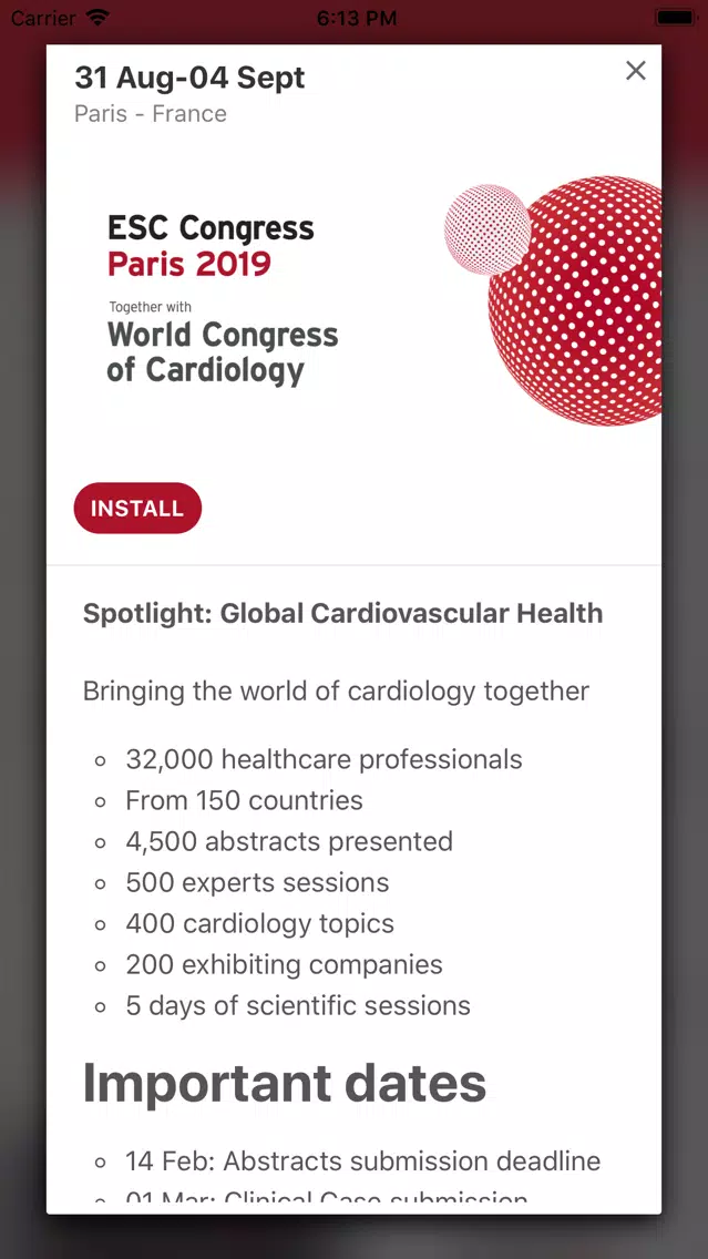 ESC Congresses Screenshots