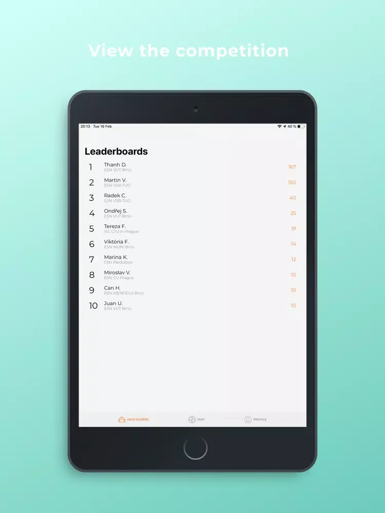 Tangkapan layar ESN Challenge iPad 